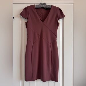 Express Size Medium Dusty Rose Lined, Fitted Dress.  V-neck & cap sleeves.